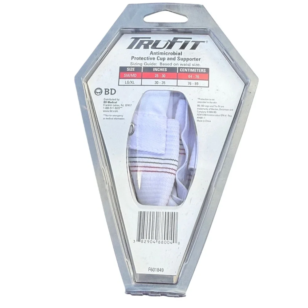 Tru-Fit Elite Protective Cup Supporter Teen SM/MD White Red Shatterproof Sports